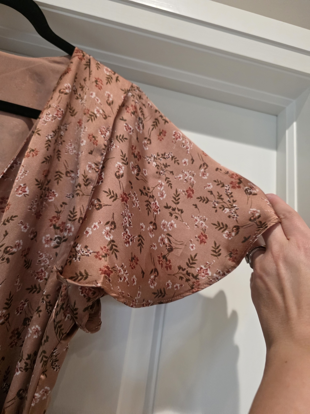 Reformation Mauve Floral Wrap Mini Dress - Picture 6 of 7